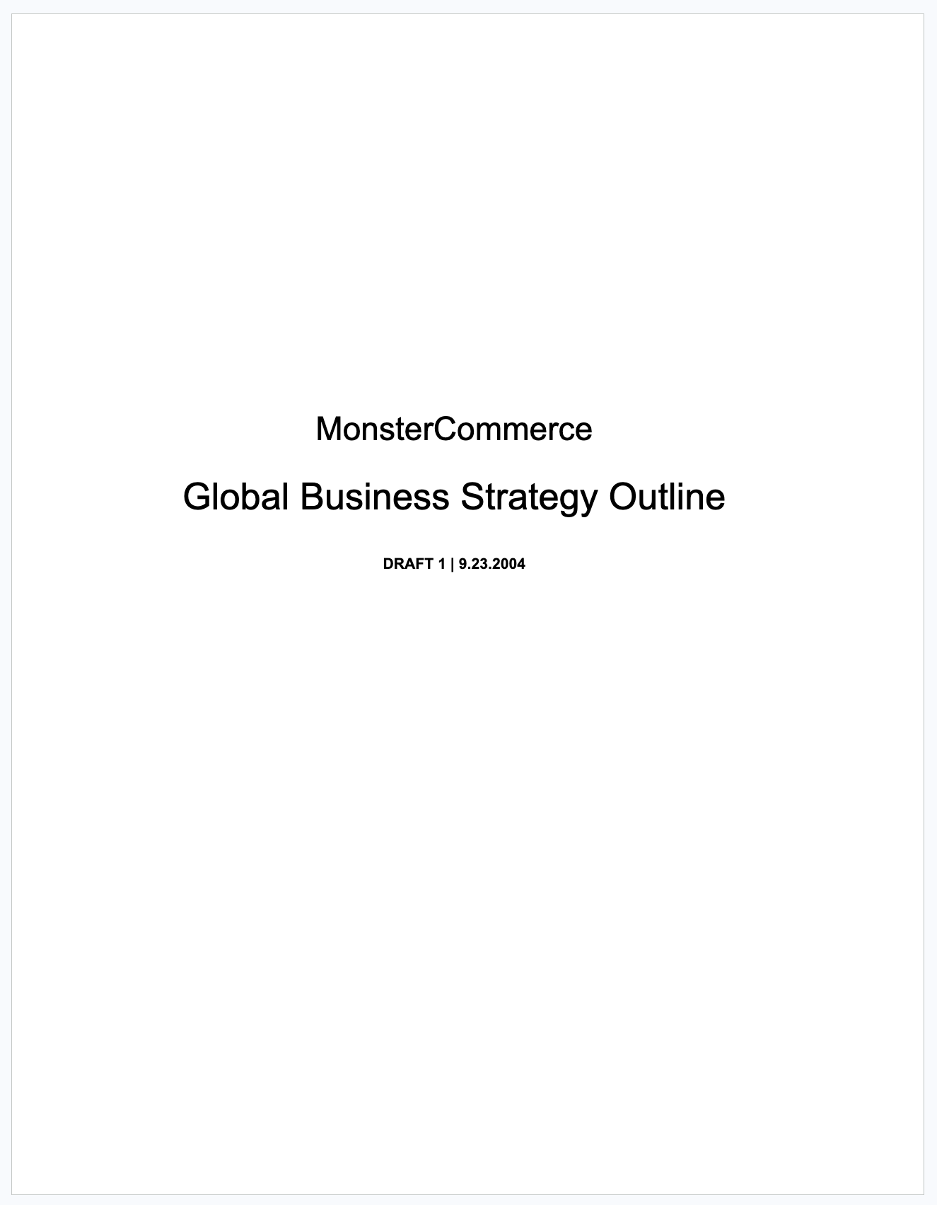 Global Business Strategy Outline