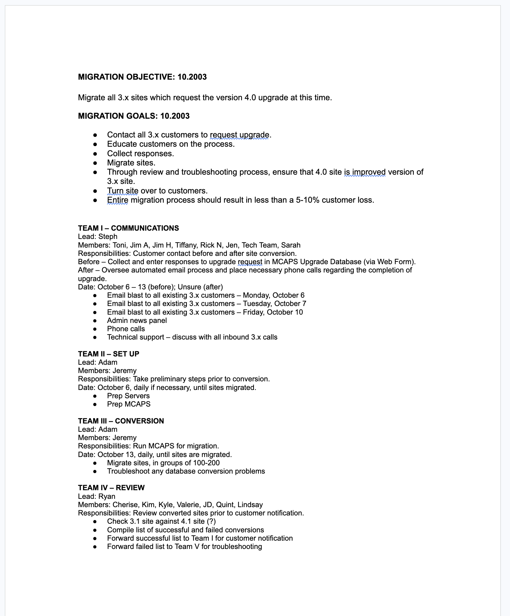 Platform Migration Plan