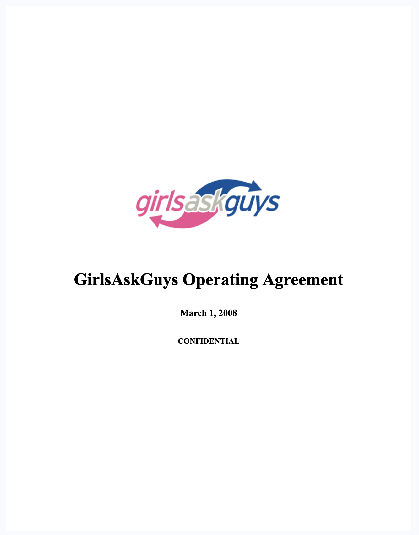 Cross-Functional Operating Agreement