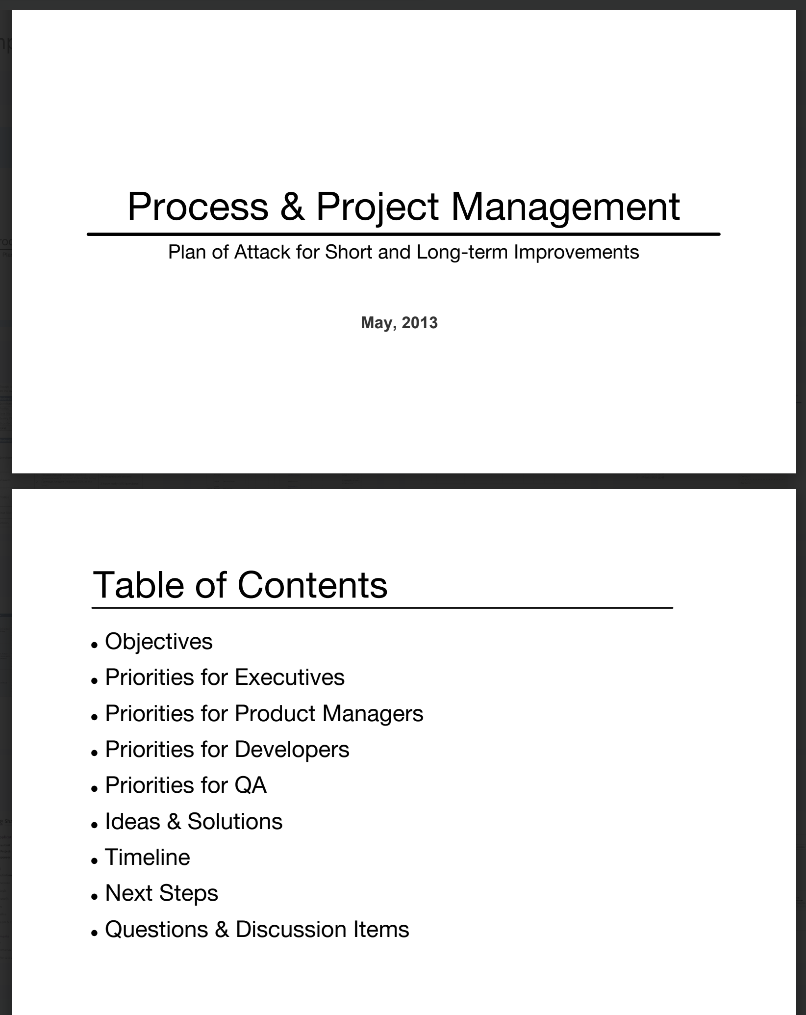 Process and Project Assessment
