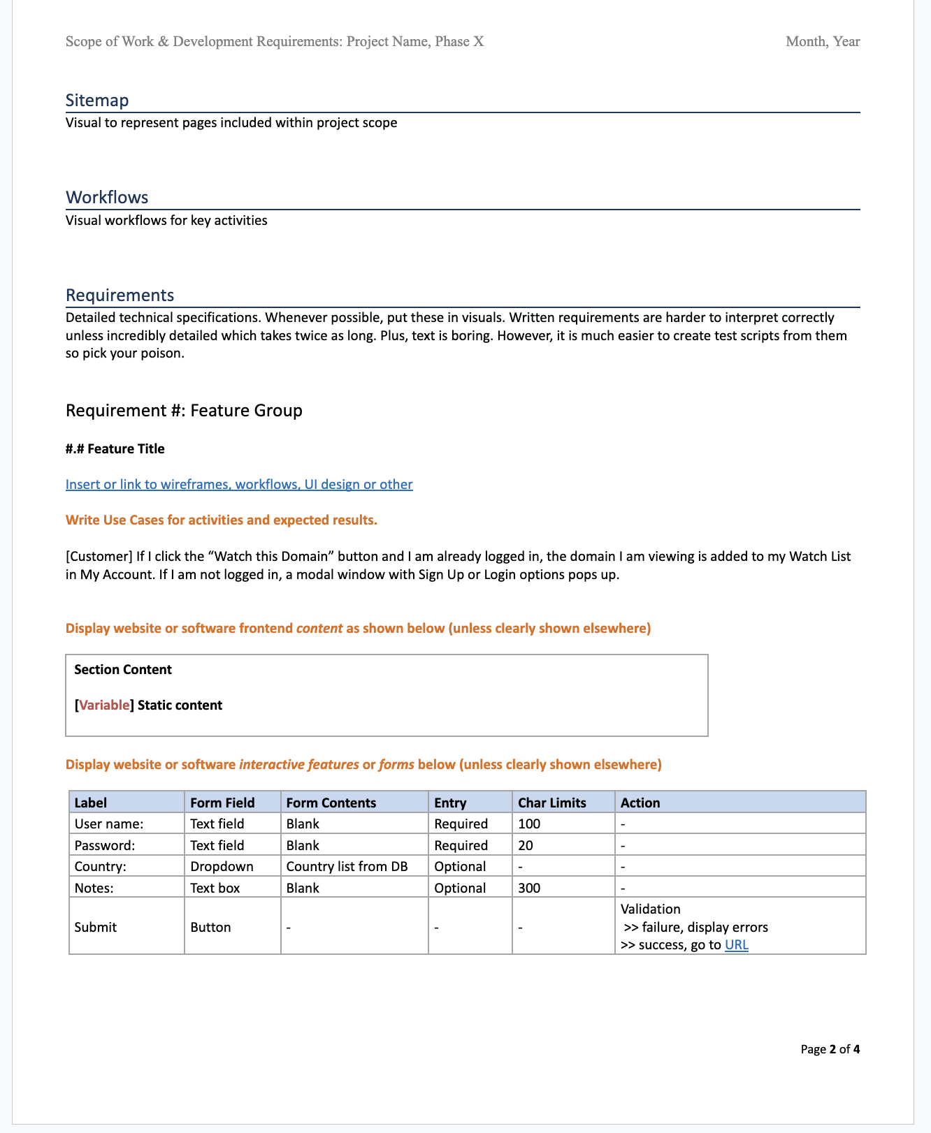 Detailed Project Requirements