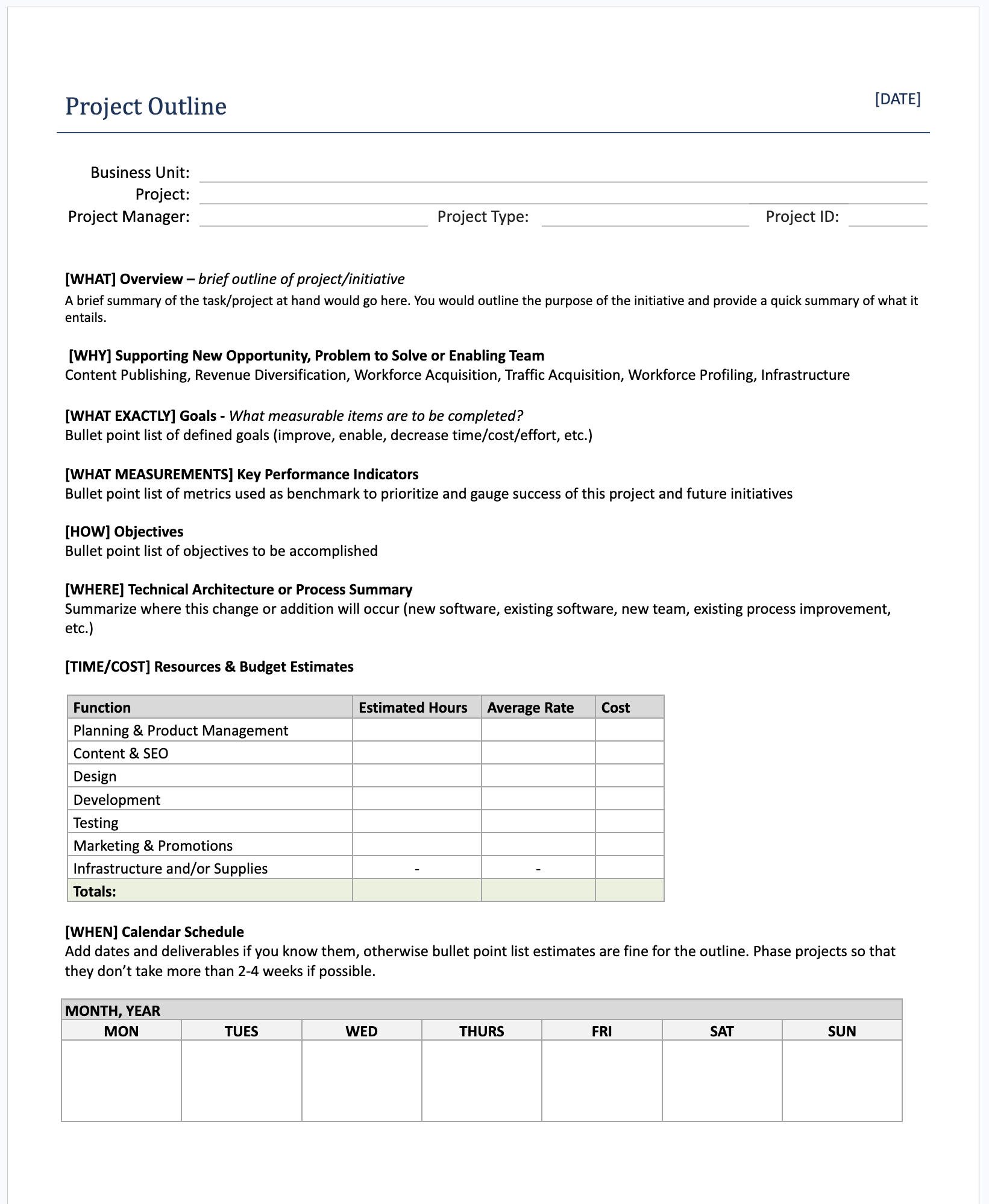 Project Outline Template